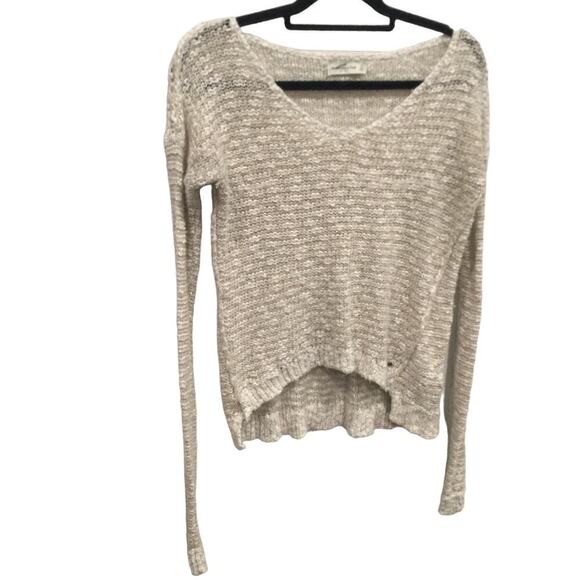 Abercrombie & Fitch sweater womens S camel white heathered cotton boho coastal - Picture 1 of 11
